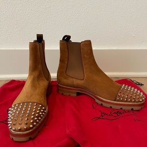 Christian Louboutin Spiked Calf Suede Chelsea Boots